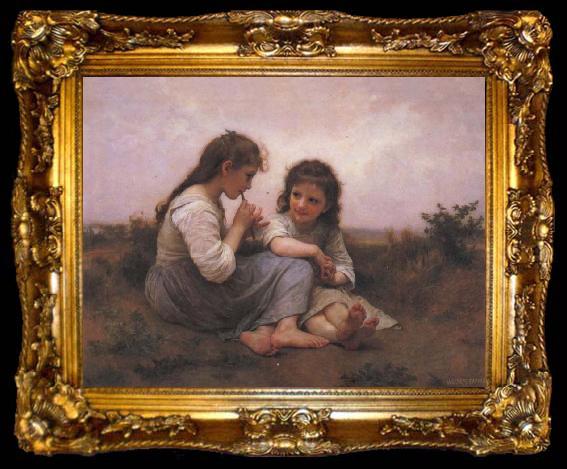 framed  Adolphe Bouguereau Two Girls, ta009-2